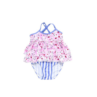 Girl's Two Piece Swimsuit - Beachside Footprints Two Piece Swimsuit Blueberry Bay