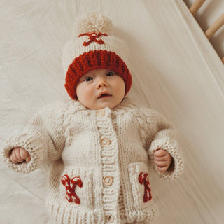 Candy Cane Cardigan and Beanie Holiday Gift Box Baby Riddle