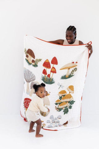 Large Throw Blanket - Mushroom Quilts Swaddling & Receiving Blankets