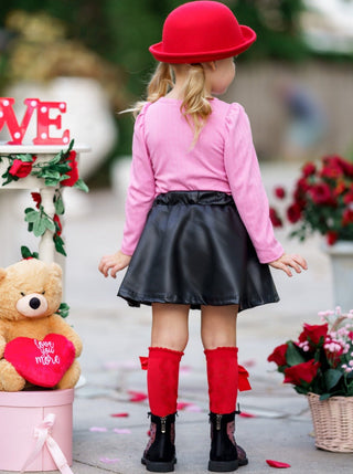 Be My Valentine Vegan Leather Skirt Set Girls Valentine's Set Baby & Toddler Outfits