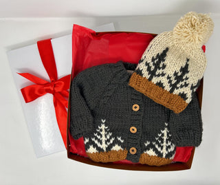 Forest Cardigan and Beanie Holiday Gift Box Baby Riddle