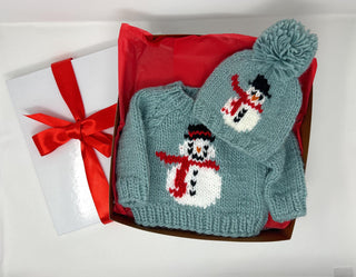 Frosty Snowman Sweater and Beanie Holiday Gift Box Baby Riddle