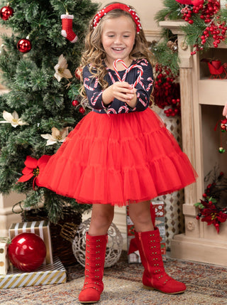 I Love Candy Canes Tutu Dress Girls Christmas Dress Mia Belle Girls