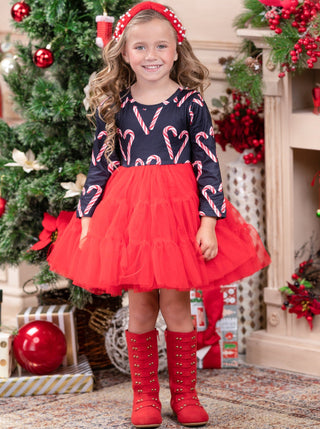 I Love Candy Canes Tutu Dress Girls Christmas Dress Mia Belle Girls