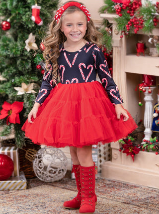 I Love Candy Canes Tutu Dress Girls Christmas Dress Mia Belle Girls