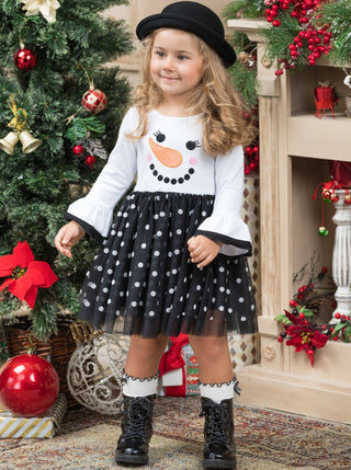 Happy Snowman Polka Dot Tutu Dress Girls Christmas Dress Mia Belle Girls