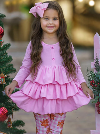 Christmas Cookies Tiered Ruffle Tunic and Legging Set Girls Christmas Set Mia Belle Girls