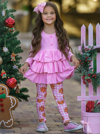 Christmas Cookies Tiered Ruffle Tunic and Legging Set Girls Christmas Set Mia Belle Girls