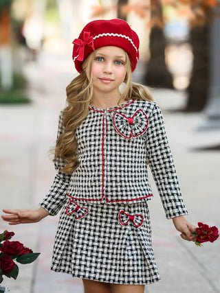 Attention Please Plaid Blazer and Pleated Skirt Set Girls Christmas Dressy Set Mia Belle Girls