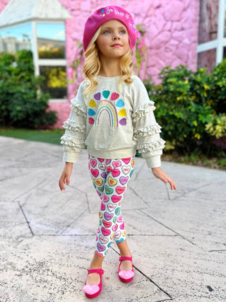 Big Love Rainbow Heart Legging Set Girls Valentine's Set Baby & Toddler Outfits