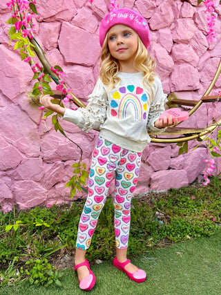 Big Love Rainbow Heart Legging Set Girls Valentine's Set Baby & Toddler Outfits