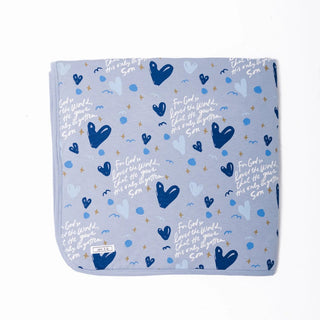 John 3:16 Blue Bamboo Blanket - Cozy Reminder of Love