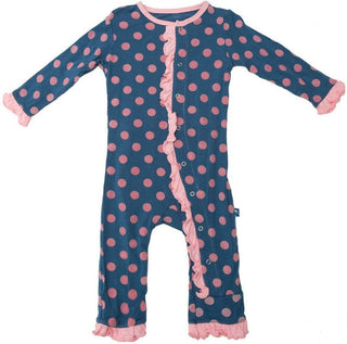 Girl's Print Bamboo Muffin Ruffle Coverall with Snaps - Twilight Dot Baby & Toddler Sleepwear