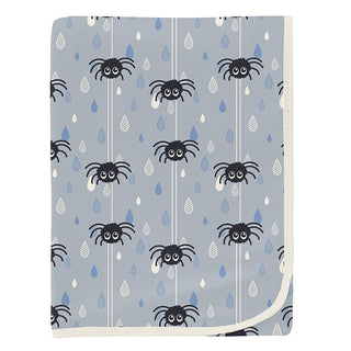 Baby Boys Print Bamboo Swaddling Blanket - Pearl Blue Itsy Bitsy Spider Swaddling Blankets