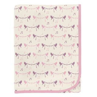 Baby Girls Print Bamboo Swaddling Blanket - Natural Bird Banner Swaddling Blankets