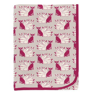 Baby Print Bamboo Swaddling Blanket - Latte Kitsune Swaddling Blankets