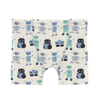 Boy's Print Bamboo Boxer Briefs (Set of 3) - Dew ABC Monsters, Dream Blue & Natural Robots Toddler Underwear