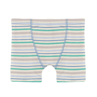 Boy's Print Bamboo Boxer Briefs (Set of 3) - Mythical Stripe, Glass & Natural Sea Monster Toddler Underwear