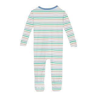 Boy's Print Bamboo Convertible Sleeper with Zipper - Mythical Stripe KicKee Pants