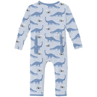 Boy's Print Bamboo Coverall with 2-Way Zipper - Dew Pet Dino Baby & Toddler Sleepwear