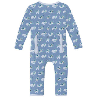 Boy's Print Bamboo Coverall with 2-Way Zipper - Dream Blue Axolotl Party Baby & Toddler Sleepwear