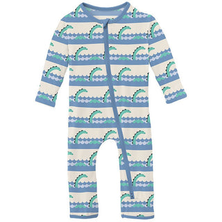 Boy's Print Bamboo Coverall with 2-Way Zipper - Natural Sea Monster Baby & Toddler Sleepwear