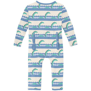 Boy's Print Bamboo Coverall with 2-Way Zipper - Natural Sea Monster Baby & Toddler Sleepwear