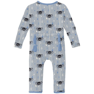 Boy's Print Bamboo Coverall with 2-Way Zipper - Pearl Blue Itsy Bitsy Spider Baby & Toddler Sleepwear