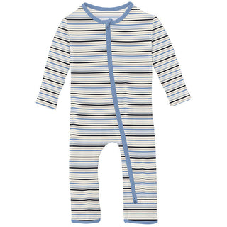 KicKee Pants Boy's Print Coverall with 2-Way Zipper - Rhyme Stripe | Stylish Sleepies offer designs that make bedtime beautiful.