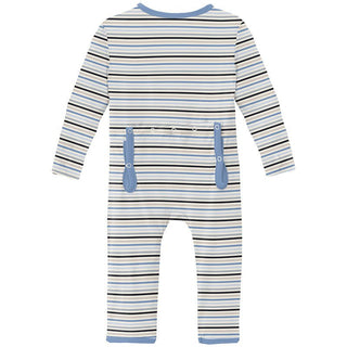 Boy's Print Bamboo Coverall with 2-Way Zipper - Rhyme Stripe KicKee Pants