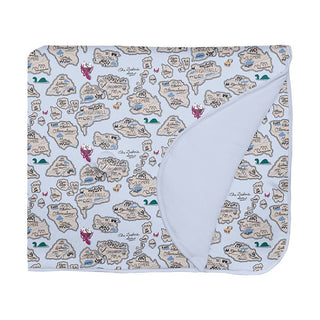 Boy's Print Bamboo Fluffle Toddler Blanket with Embroidery - Dew Pirate Map Swaddling & Receiving Blankets