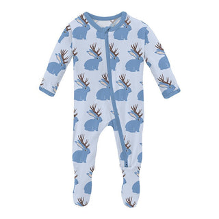 Boy's Print Bamboo Footie with 2-Way Zipper - Dew Jackalope Baby & Toddler Sleepwear