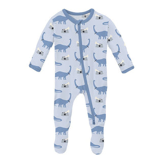 Boy's Print Bamboo Footie with 2-Way Zipper - Dew Pet Dino Baby & Toddler Sleepwear