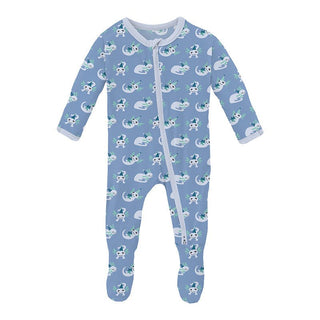 KicKee Pants Boy's Print Footie with 2-Way Zipper - Dream Blue Axolotl Party | Stylish Sleepies offer designs that make bedtime beautiful.