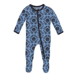 Boy's Print Bamboo Footie with 2-Way Zipper - Dream Blue Four Dragons Baby & Toddler Sleepwear