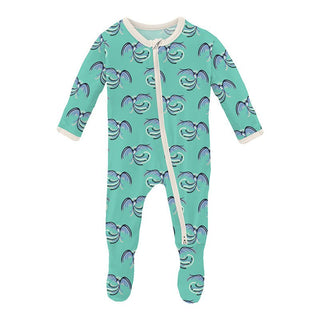 Boy's Print Bamboo Footie with 2-Way Zipper - Glass Phoenix KicKee Pants