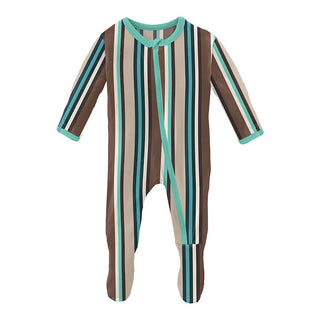 Boy's Print Bamboo Footie with Zipper - Dad's Tie Stripe Baby & Toddler Sleepwear