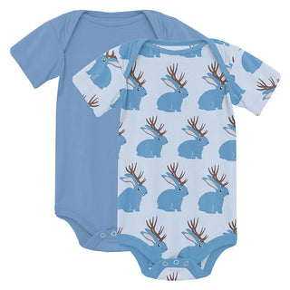 KicKee Pants Boy's One Piece (Set of 2) - Dream Blue & Dew Jackalope