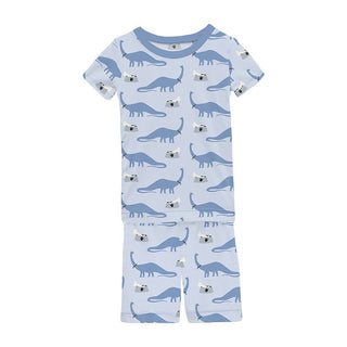 Boy's Print Bamboo Short Sleeve Pajama Set with Shorts - Dew Pet Dino Baby & Toddler Sleepwear