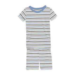 Boy's Print Bamboo Short Sleeve Pajama Set with Shorts - Rhyme Stripe Baby & Toddler Sleepwear