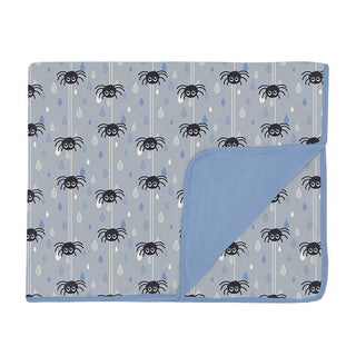 Boy's Print Bamboo Toddler Blanket - Pearl Blue Itsy Bitsy Spider Swaddling & Receiving Blankets