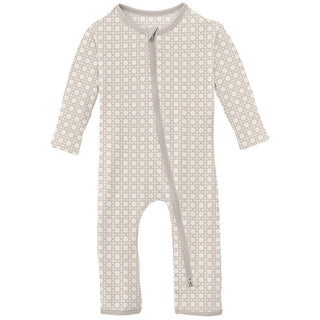 Print Bamboo Coverall with 2-Way Zipper - Latte Wicker Baby & Toddler Sleepwear