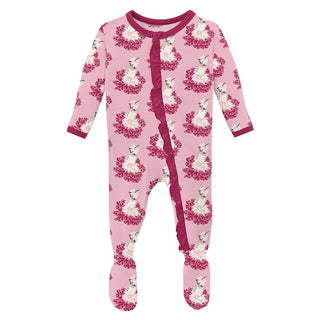 Girl's Print Bamboo Classic Ruffle Footie with 2-Way Zipper - Cake Pop Thumbelina Baby & Toddler Sleepwear