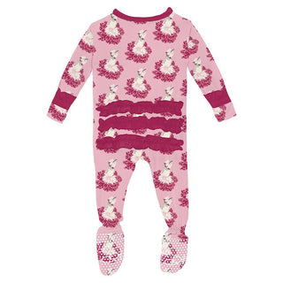 Girl's Print Bamboo Classic Ruffle Footie with 2-Way Zipper - Cake Pop Thumbelina Baby & Toddler Sleepwear