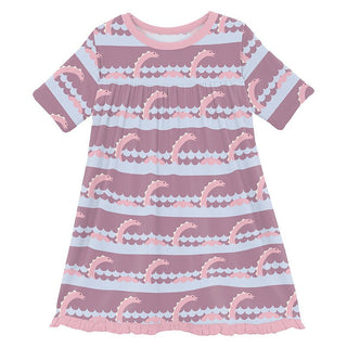 KicKee Pants Girl's Print Classic Short Sleeve Swing Dress - Pegasus Sea Monster