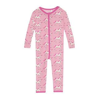 Girl's Print Bamboo Convertible Sleeper with Zipper - Cake Pop Prancing Unicorn Baby & Toddler Sleepwear