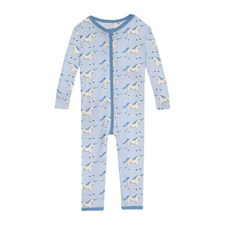 Girl's Print Bamboo Convertible Sleeper with Zipper - Dew Prancing Unicorn Baby & Toddler Sleepwear