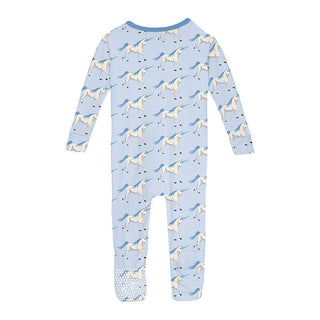 Girl's Print Bamboo Convertible Sleeper with Zipper - Dew Prancing Unicorn Baby & Toddler Sleepwear