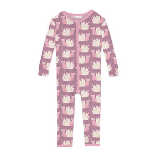 Girl's Print Bamboo Convertible Sleeper with Zipper - Pegasus Kitsune KicKee Pants