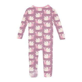 Girl's Print Bamboo Convertible Sleeper with Zipper - Pegasus Kitsune Baby & Toddler Sleepwear